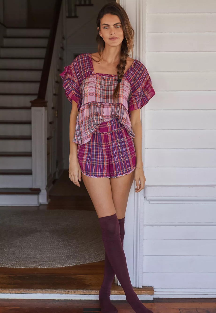 NEW Anthropologie Gingham Gauzy Shorts - Medium